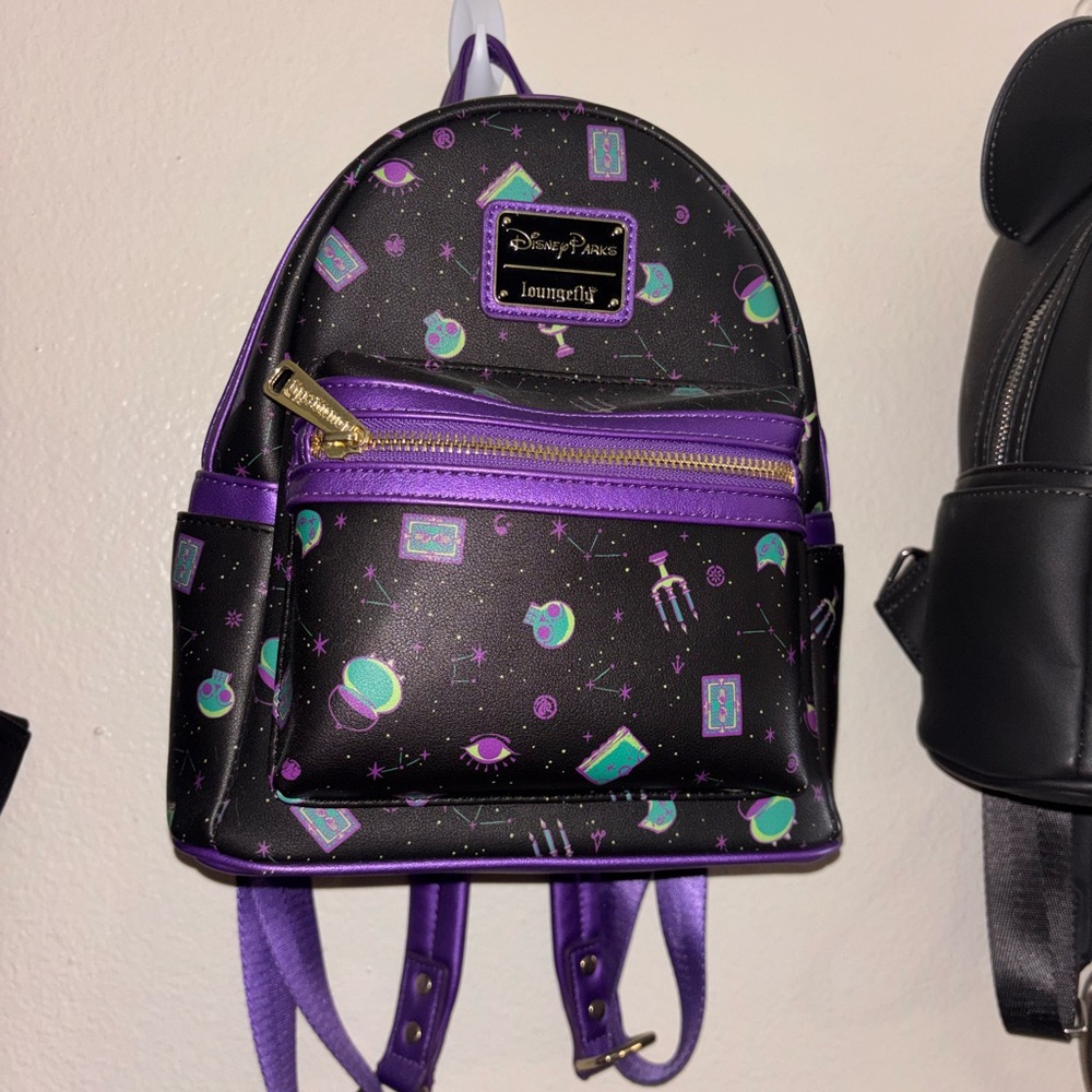 Disney Loungefly Black and Purple Mini Backpack